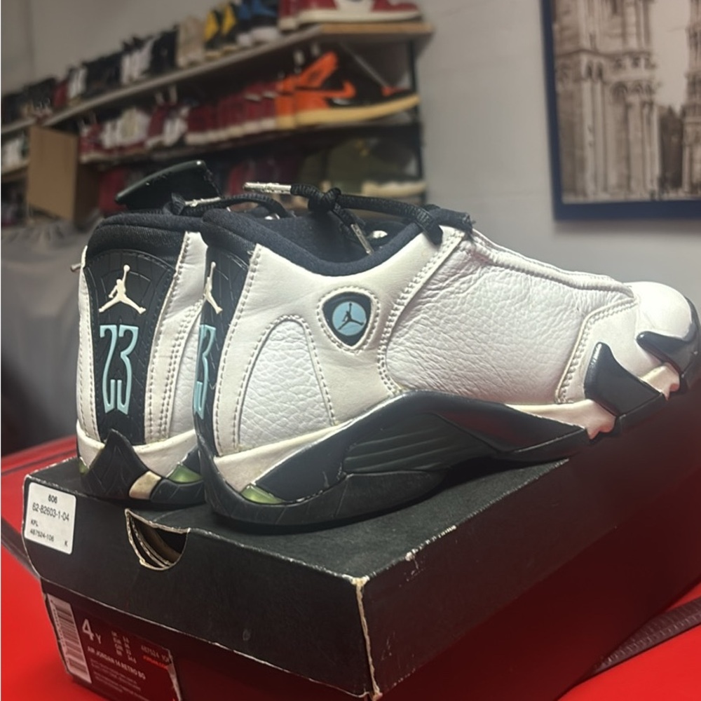 Jordan Little Kids White Black Teal Basketball Sneakers